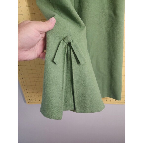Vtg Tudor Square Pencil Straight Skirt Size Med Solid Green Wool Kick Pleat - Picture 4 of 14